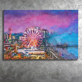Myrtle Beach South Carolina Usa City City Art Watercolor Canvas Prints Wall Art Home Decor, Large Canvas