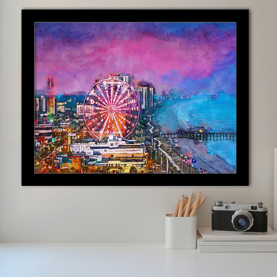 Myrtle Beach South Carolina Usa City City Art Watercolor Framed Art Prints Wall Art Decor,Framed Picture