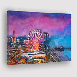 Myrtle Beach South Carolina Usa City City Art Watercolor Canvas Prints Wall Art Home Decor, Large Canvas
