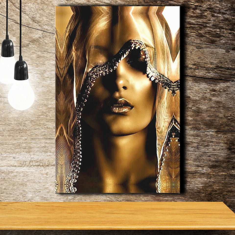 Mysterious African Woman Canvas Prints Wall Art - Painting Canvas, Art Prints, Wall Decor