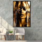 Mysterious African Woman Framed Canvas Prints Wall Art - Painting Canvas, Floating Frame, Wall Decor