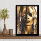 Mysterious African Woman Framed Canvas Prints Wall Art - Painting Canvas, Floating Frame, Wall Decor