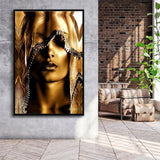 Mysterious African Woman Framed Canvas Prints Wall Art - Painting Canvas, Floating Frame, Wall Decor