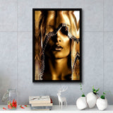 Mysterious African Woman Framed Canvas Prints Wall Art - Painting Canvas, Floating Frame, Wall Decor
