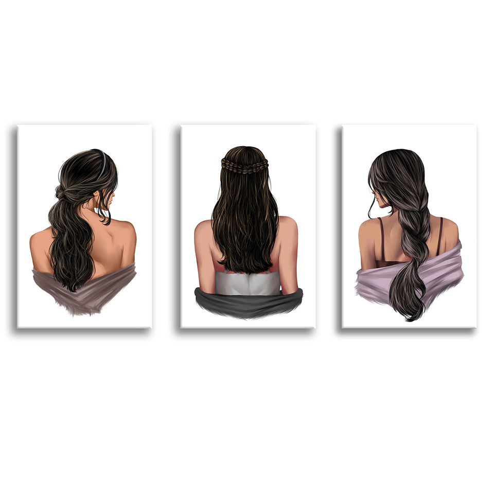 Mysterious Woman Canvas Set of 3 Piece Canvas Prints Wall Art Decor
