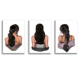 Mysterious Woman Canvas Set of 3 Piece Canvas Prints Wall Art Decor