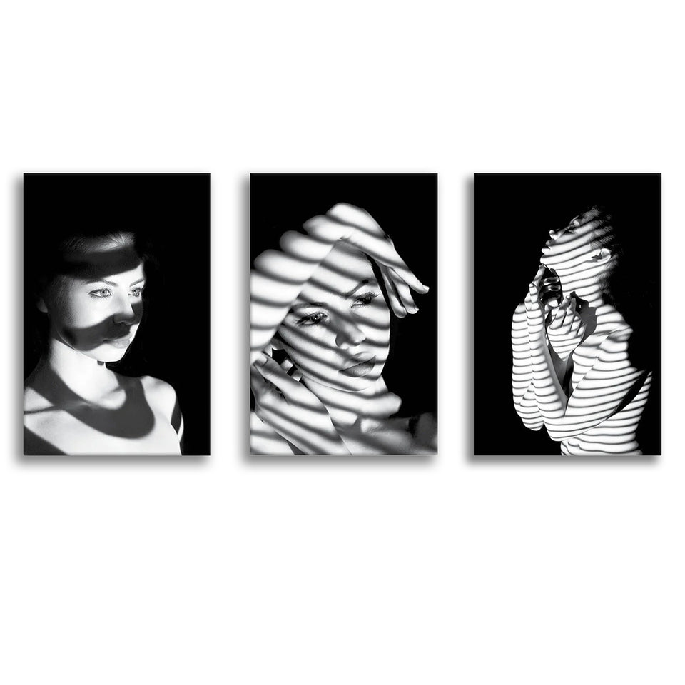Mystery Woman Canvas Set of 3 Piece Canvas Prints Wall Art Decor