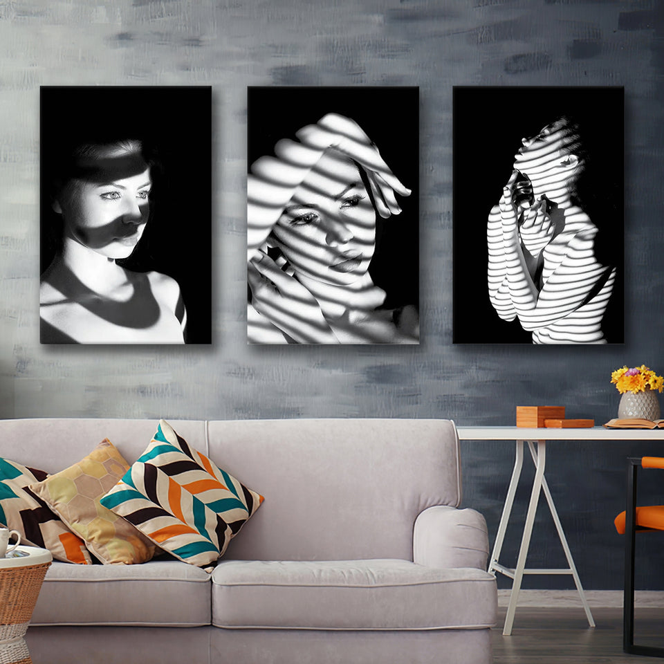 Mystery Woman Canvas Set of 3 Piece Canvas Prints Wall Art Decor