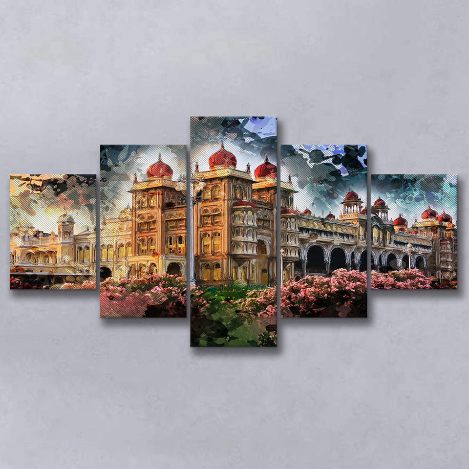 Mysuru 5 Pieces Canvas Prints Wall Art Decor - Painting Canvas, Mixed Canvas, Multi Panels