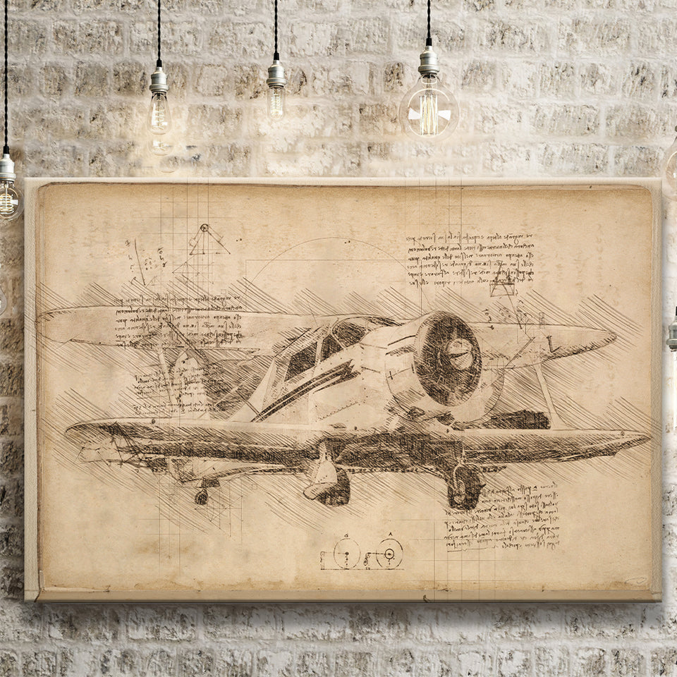 N40E Private Beechcraft 17 Staggerwing At Oshkosh Canvas Prints Wall Art - Painting Canvas, Painting Prints, Wall Home Decor, Prints for Sale