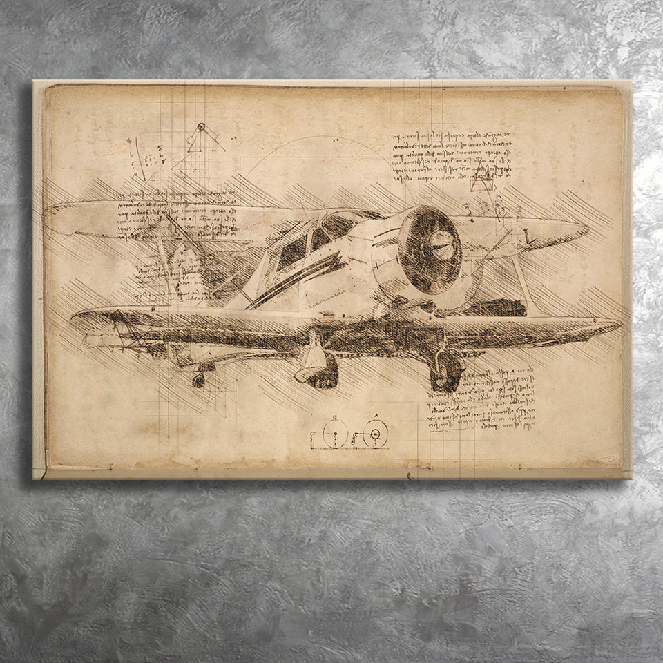 N40E Private Beechcraft 17 Staggerwing At Oshkosh Canvas Prints Wall Art - Painting Canvas, Painting Prints, Wall Home Decor, Prints for Sale