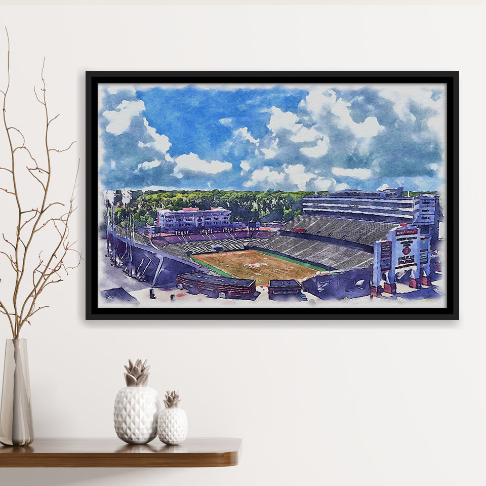 NC State Wolfpack Carter–Finley Stadium Watercolor, Sport Art Prints Fan Gift, Framed Canvas Prints Wall Art Decor