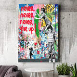 Never Never Give Up Graffiti Art Canvas Prints Wall Art Decor - Painting Canvas, Home Decor, Art Print, Art For Sale
