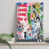 Never Never Give Up Graffiti Art Canvas Prints Wall Art Decor - Painting Canvas, Home Decor, Art Print, Art For Sale