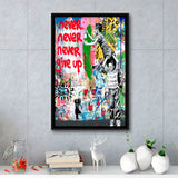 Never Never Give Up Graffiti Art Framed Canvas Prints Wall Art Decor - Painting Canvas, Floating Frame, Framed Picture