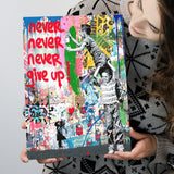 Never Never Give Up Graffiti Art Canvas Prints Wall Art Decor - Painting Canvas, Home Decor, Art Print, Art For Sale