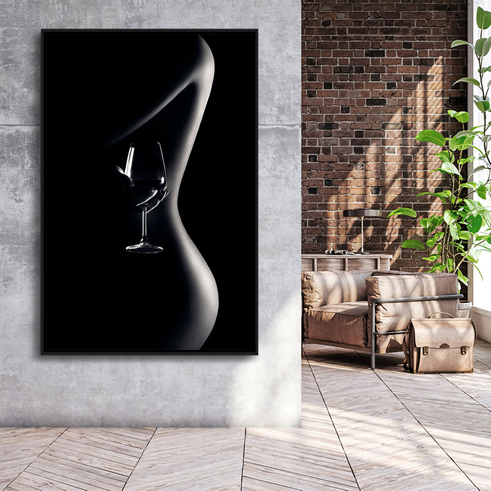 Noir Beauty Framed Canvas Prints Wall Art Home Decor - Painting Canvas,Black Frame, Ready to hang