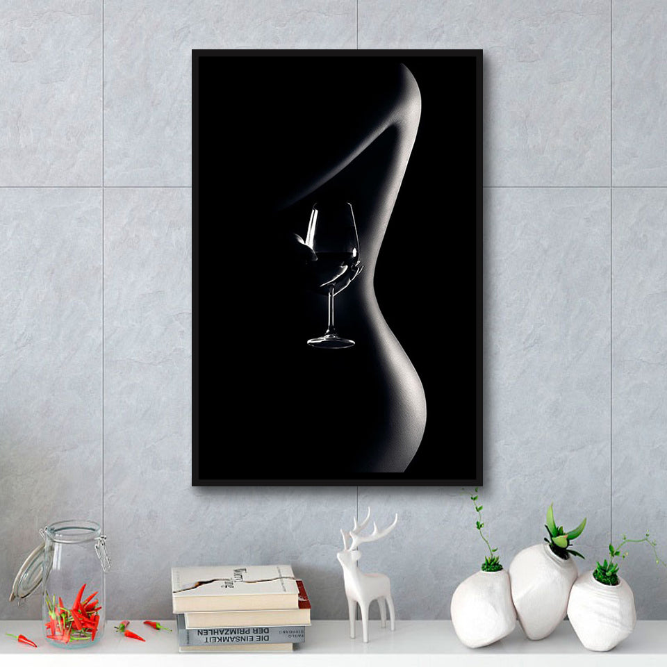 Noir Beauty Framed Canvas Prints Wall Art Home Decor - Painting Canvas,Black Frame, Ready to hang