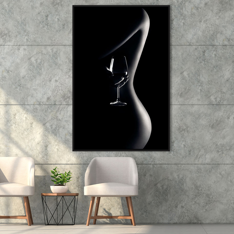 Noir Beauty Framed Canvas Prints Wall Art Home Decor - Painting Canvas,Black Frame, Ready to hang