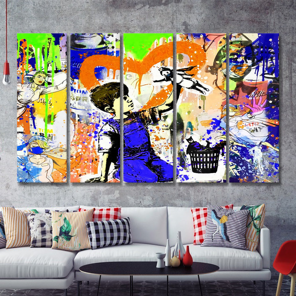 Nurse Superhero Coloful Gift Canvas 5 Piece B Prints Wall Art Decor - Painting Canvas, Multi Panels, Canvas Prints
