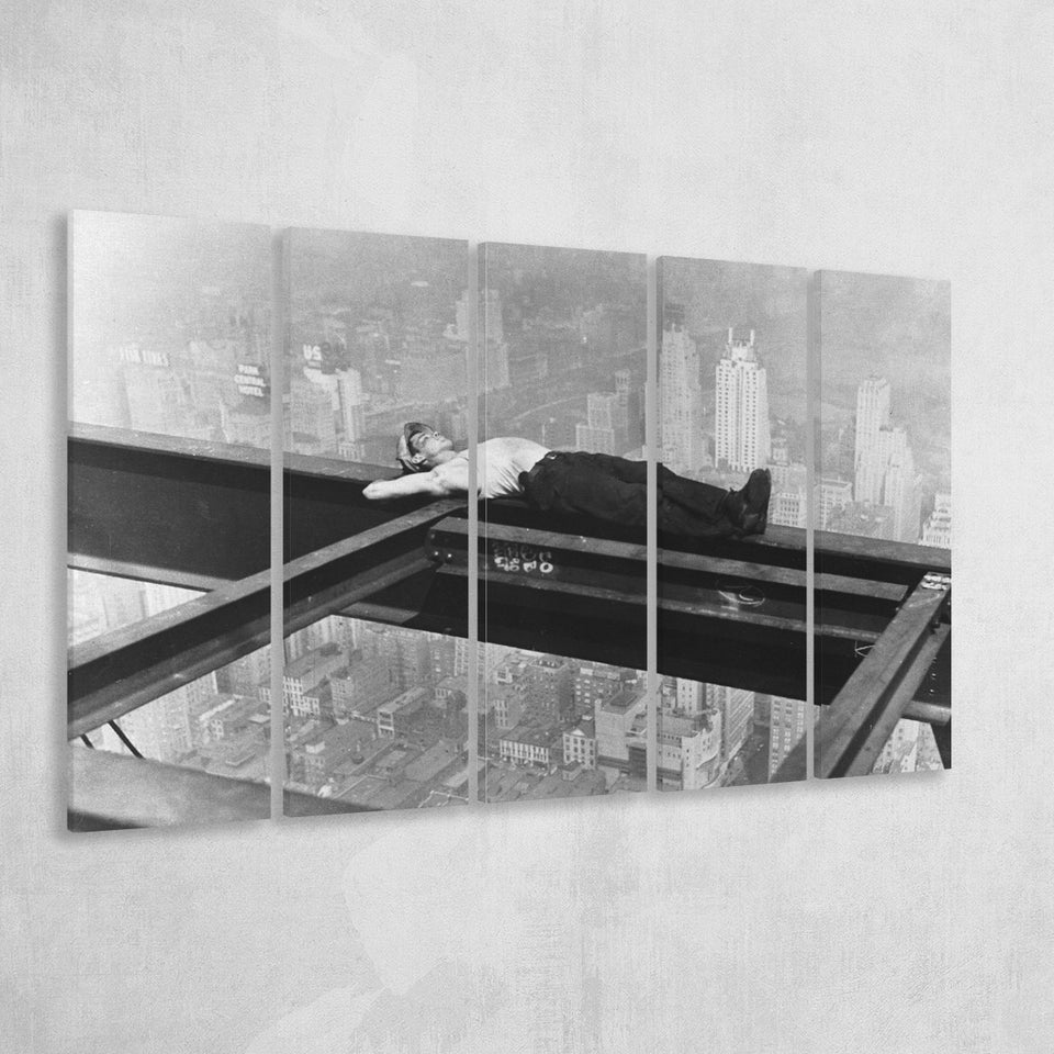 Nyc Steel Worker Black And White Print, Black And White Photo Larger Canvas Art, 5 Piece Canvas Prints Wall Art Decor