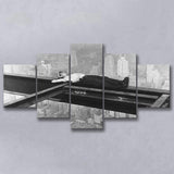 Nyc Steel Worker Black And White Print, Black And White Photo 5 Panels, Canvas Prints Wall Art Decor, Large Canvas Art