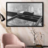 Nyc Steel Worker Black And White Print, Black And White Photo Framed Canvas Prints Wall Art Home Decor,Floating Frame