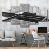 Nyc Steel Worker Black And White Print, Black And White Photo 5 Panels, Canvas Prints Wall Art Decor, Large Canvas Art