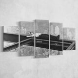 Nyc Steel Worker Black And White Print, Black And White Photo 5 Panels, Canvas Prints Wall Art Decor, Large Canvas Art