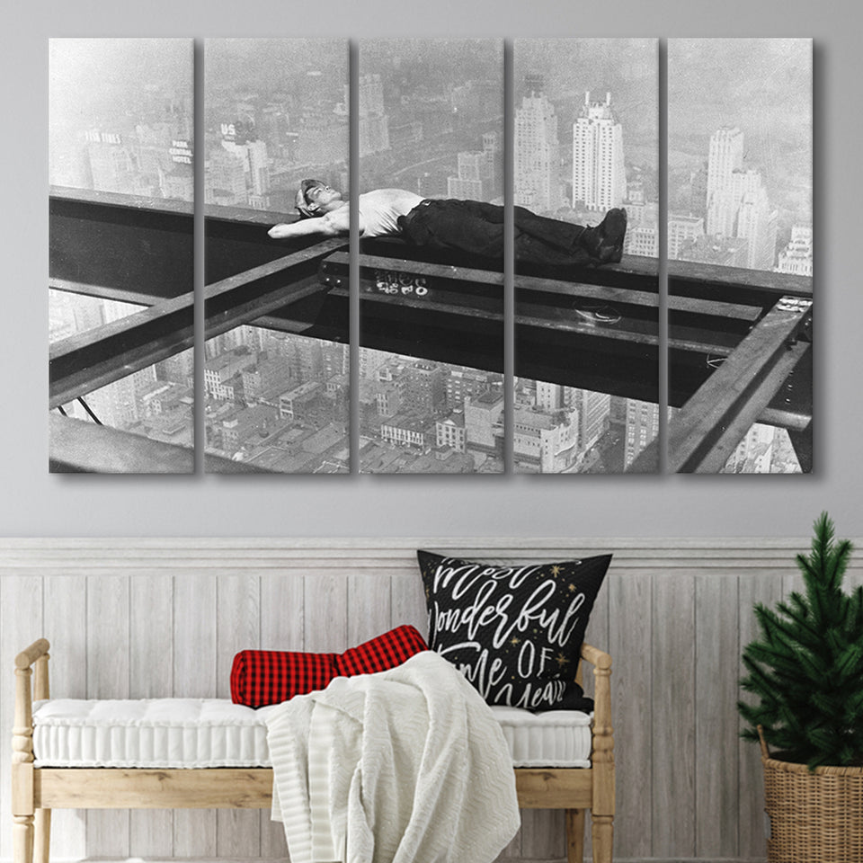 Nyc Steel Worker Black And White Print, Black And White Photo Larger Canvas Art, 5 Piece Canvas Prints Wall Art Decor