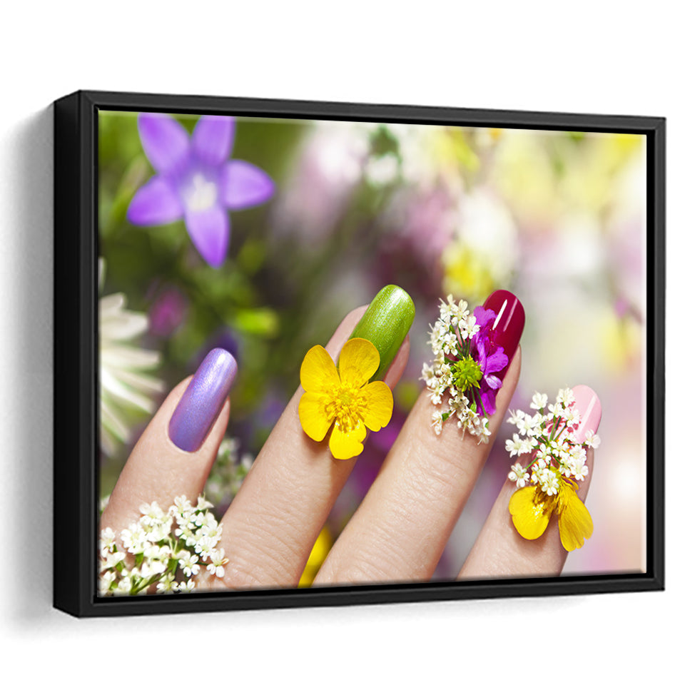 Nail Flower Framed Canvas Prints - Painting Canvas, Art Prints,  Wall Art, Home Decor, Prints for Sale