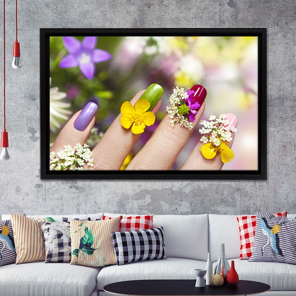 Nail Flower Framed Canvas Prints - Painting Canvas, Art Prints,  Wall Art, Home Decor, Prints for Sale