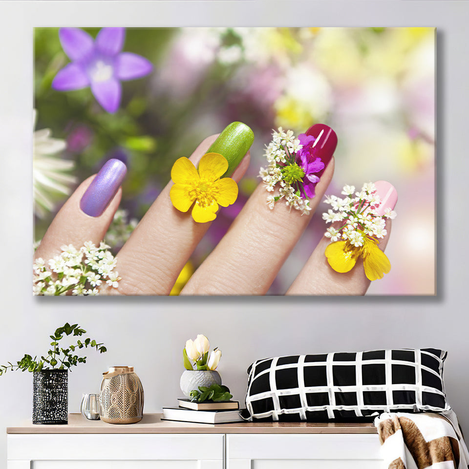 Nail Flower Canvas Prints Wall Art - Painting Canvas, Art Prints, Wall Decor, Home Decor, Prints for Sale