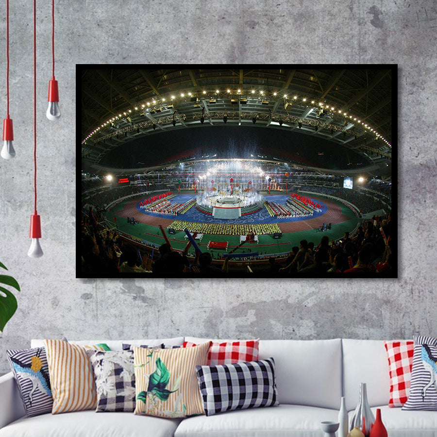 Nanjing Olympic Sports Center, Stadium Canvas, Sport Art, Gift for him, Framed Art Prints Wall Art Decor, Framed Picture