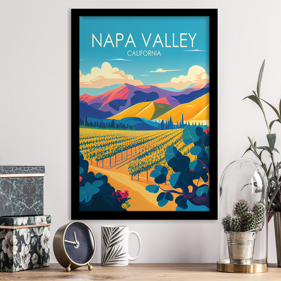 Napa Valley California Retro Art Print, City Art Print, Framed Art Print Wall Art Home Decor, Framed Picture
