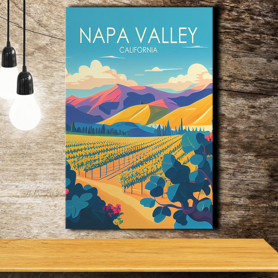 Napa Valley California Retro Art Print ,City Art Print, Large Canvas, Canvas Print Wall Art Home Decor