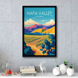 Napa Valley California Retro Art Print, Large Canvas, Framed Canvas Print Wall Art Home Decor, Floating Frame