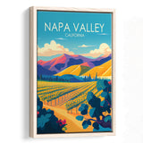 Napa Valley California Retro Art Print, Large Canvas, Framed Canvas Print Wall Art Home Decor, Floating Frame