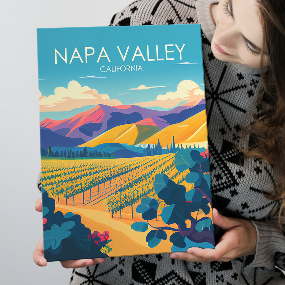 Napa Valley California Retro Art Print ,City Art Print, Large Canvas, Canvas Print Wall Art Home Decor
