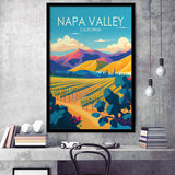 Napa Valley California Retro Art Print, City Art Print, Framed Art Print Wall Art Home Decor, Framed Picture