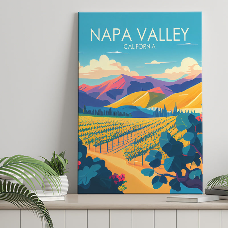 Napa Valley California Retro Art Print ,City Art Print, Large Canvas, Canvas Print Wall Art Home Decor