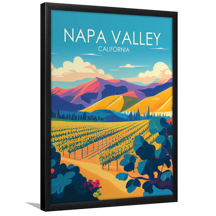 Napa Valley California Retro Art Print, City Art Print, Framed Art Print Wall Art Home Decor, Framed Picture