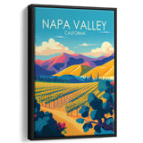 Napa Valley California Retro Art Print, Large Canvas, Framed Canvas Print Wall Art Home Decor, Floating Frame