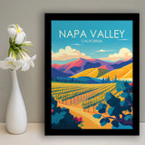 Napa Valley California Retro Art Print, City Art Print, Framed Art Print Wall Art Home Decor, Framed Picture