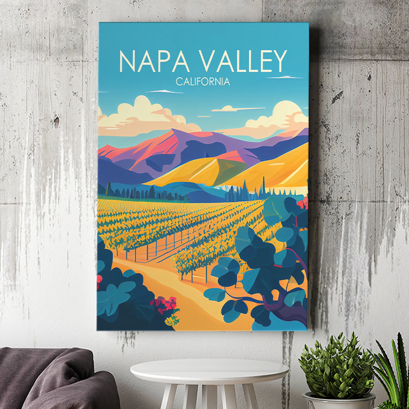 Napa Valley California Retro Art Print ,City Art Print, Large Canvas, Canvas Print Wall Art Home Decor