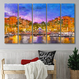 Naples Florida Usa Downtown Skyline Dusk 5 Pieces Extra Large Canvas Prints Wall Art Home Decor