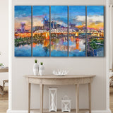 Nashville Tennessee Usa Downtown Skyline On 5 Pieces Extra Large Canvas Prints Wall Art Home Decor