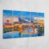 Nashville Tennessee Usa Downtown Skyline On 5 Pieces Extra Large Canvas Prints Wall Art Home Decor
