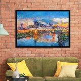 Nashville Tennessee Usa Downtown Skyline On City Art Watercolor Framed Art Prints Wall Art Decor,Framed Picture