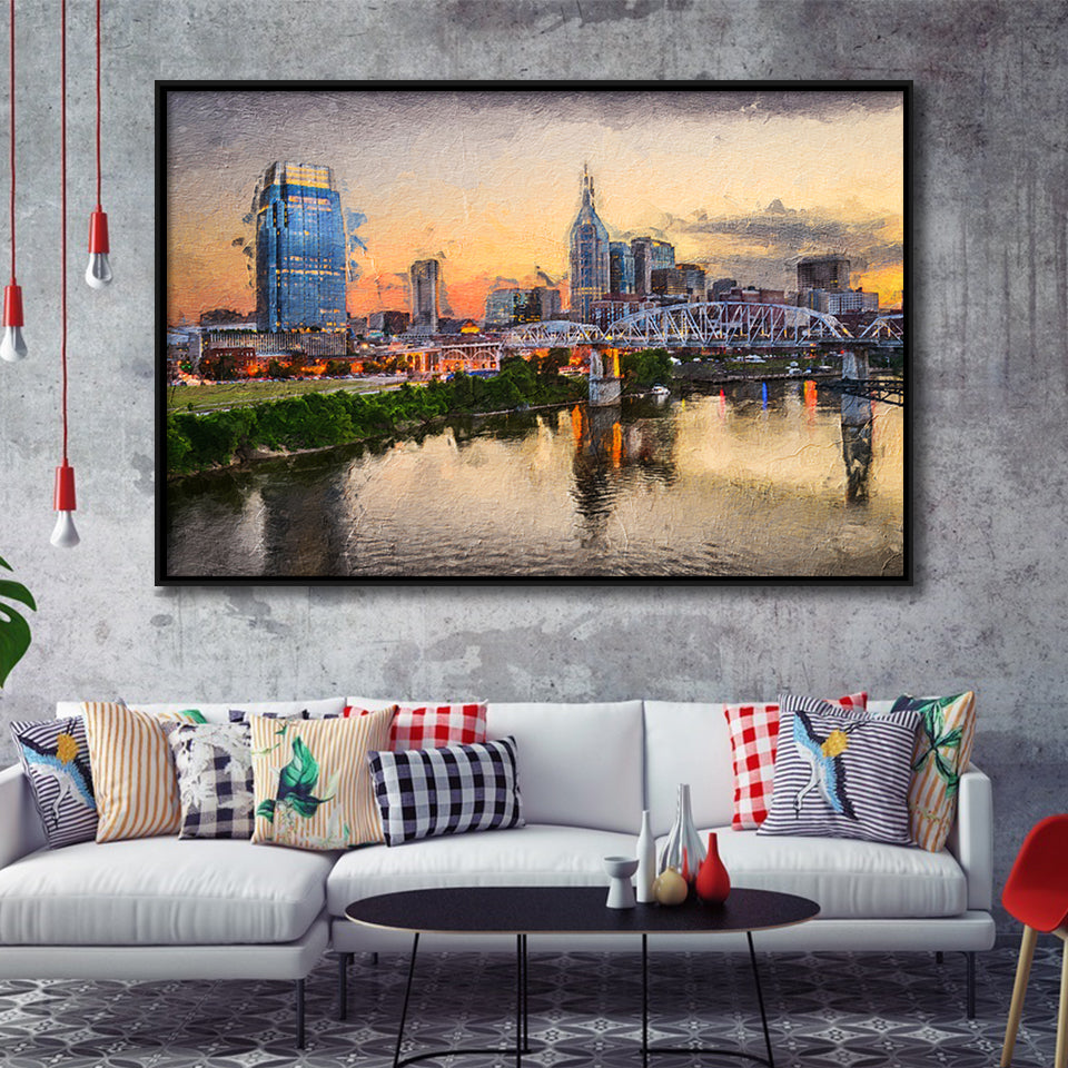 Nashville Attractive City Framed Canvas Prints Wall Art Decor - Paiting Canvas, Art Prints, Floating Frame